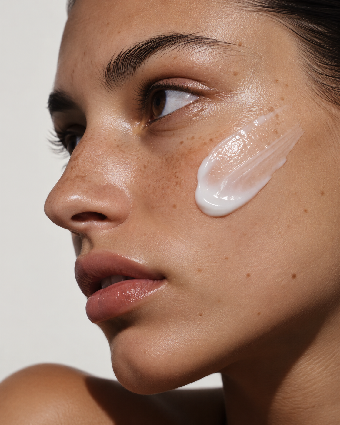 Ritratto con crema viso illuminante, rituale YA.BE per macchie e discromie